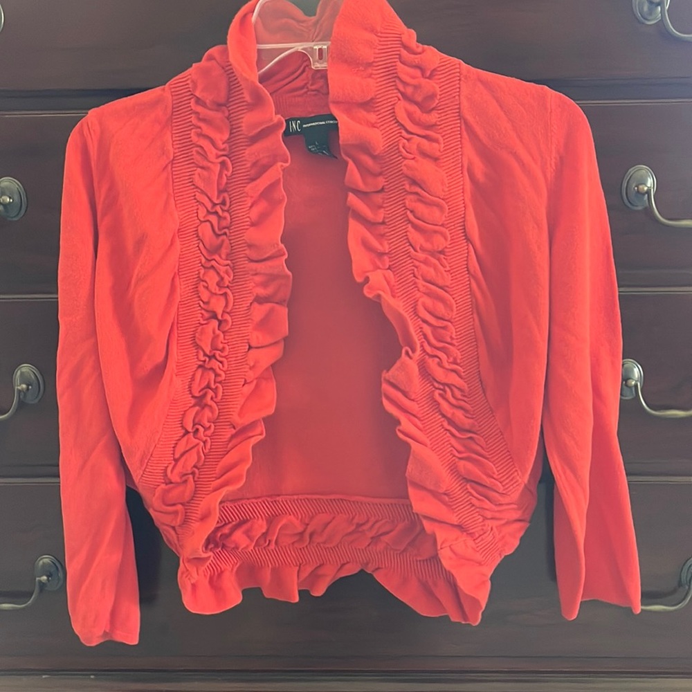 INC large red crop sweater